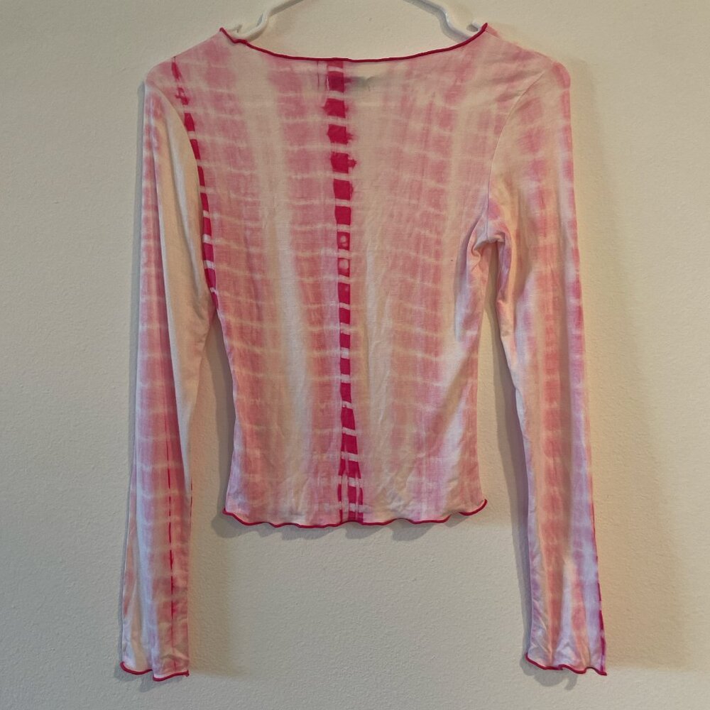 Princess Polly Penny Lane Pink Tie Dye Crop Tee Long Sleeve - Picture 3 of 5